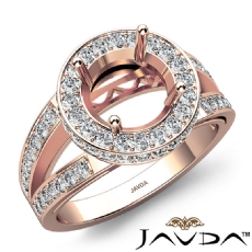 Round Semi Mount Diamond Engagement Halo Pave Setting Ring 14k Rose Gold  (0.76Ct. tw.)