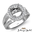 Round Semi Mount Diamond Engagement Halo Pave Setting Ring 18k White Gold 0.76Ct - javda.com 