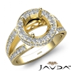 Round Semi Mount Diamond Engagement Halo Pave Setting Ring 18k Yellow Gold 0.76Ct - javda.com 