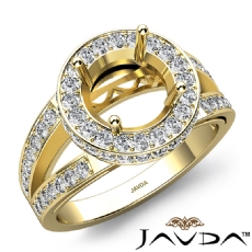 Round Semi Mount Diamond Engagement Halo Pave Setting Ring 18k Gold Yellow  (0.76Ct. tw.)