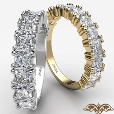 Duet Prong Princess Diamond Half Wedding Band 14k Gold Yellow Women's Ring  (2Ct. tw.)