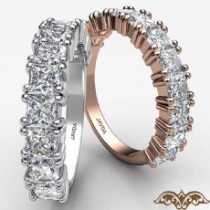 Duet Prong Princess Diamond Half Wedding Band 14k Rose Gold Women's Ring  (2Ct. tw.)