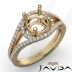 U Shared Prong Diamond Engagement Ring Round Semi Mount 18k Yellow Gold 0.65Ct - javda.com 