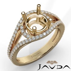 U Shared Prong Diamond Engagement Ring Round Semi Mount 14k Gold Yellow  (0.65Ct. tw.)