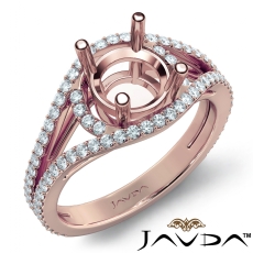 U Shared Prong Diamond Engagement Ring Round Semi Mount 18k Rose Gold  (0.65Ct. tw.)