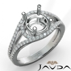 U Shared Prong Diamond Engagement Ring Round Semi Mount 14k White Gold 0.65Ct - javda.com 