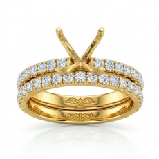 Round Diamond Engagement Wedding Ring Bridal Sets 14k Gold Yellow Setting (1.2Ct. tw.)