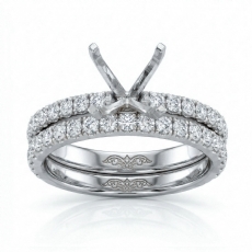 1.2 Ct Round Diamond Engagement Wedding Ring Bridal Sets 14K White Gold Setting