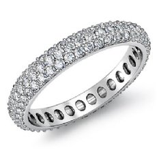 Pave Round Diamond Women Half Eternity Wedding Band 14k White Gold Ring 1.52Ct