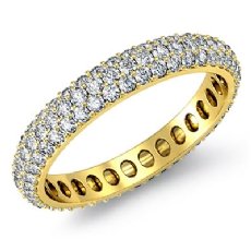 Pave Round Diamond Women Half Eternity Wedding Band 14k Gold Yellow Ring  (1.5Ct. tw.)