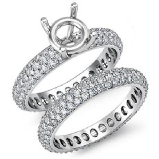 3.8Ct Round Shape Diamond Eternity Engagement Ring Bridal Setting 14K White Gold