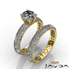 Eternity 3 Row Shank Bridal diamond Ring 18k Gold Yellow