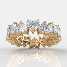 Prong Set Heart Lab-Grown Diamond Women's Eternity Wedding Band 14k Gold Yellow (4.81Ct. tw.)