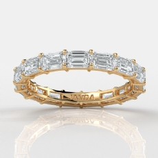 Women's Eternity Prong Set Emerald Lab-Grown Diamond Wedding Band 14k Gold Yellow  (3.01Ct. tw.)