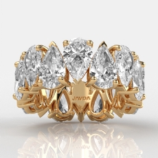 Women's Eternity Prong Set Pear Lab-Grown Diamond Wedding Band 14k Gold Yellow  (8.12Ct. tw.)