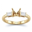 Baguette Round Diamond 3Stone Engagement Ring Setting 14k Yellow Gold 0.3Ct - javda.com 