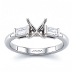 Baguette Round Diamond 3Stone Engagement Ring Setting 14k White Gold 0.3Ct - javda.com 