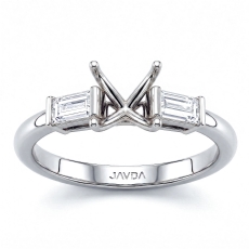 Baguette Round Diamond 3Stone Engagement Ring Setting 14k Gold 0.30Ct