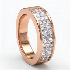 Princess Baguette Invisible Diamond Women Wedding Band 18k Rose Gold  (1.5Ct. tw.)