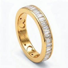 Channel Baguette Diamond Womens Half Wedding Heart Band Ring 14k Gold Yellow  (1Ct. tw.)