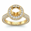 Round Diamond Engagement Ring Pave Semi Mount 18k Yellow Gold Wedding Band 1.9Ct - javda.com 