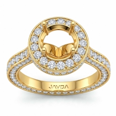 Round Diamond Engagement Ring Pave Semi Mount 14k Gold Yellow Wedding Band  (1.9Ct. tw.)
