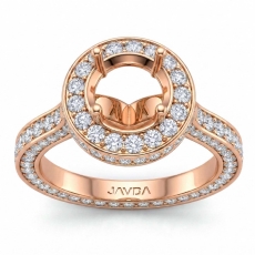 Round Diamond Engagement Ring Pave Semi Mount 18k Rose Gold Wedding Band  (1.9Ct. tw.)