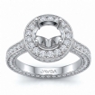 Round Diamond Engagement Ring Pave Semi Mount 14k White Gold Wedding Band 1.9Ct - javda.com 