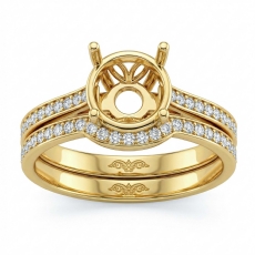 Diamond Bridal Setting Engagement Pave Ring Round Semi Mount 14k Gold Yellow (0.55Ct. tw.)
