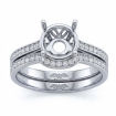 0.55Ct Diamond Bridal Setting Engagement Pave Ring Round Semi Mount 14k White Gold - javda.com 
