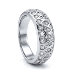 Antique Women's Wedding Ring Round Diamond Band 14k White Gold 0.51Ct