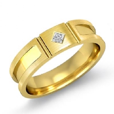 Matte Finished Bezel Diamond Men's Half Wedding Band 14k Gold Yellow  (0.1Ct. tw.)