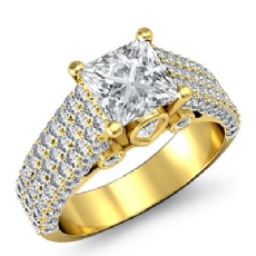 Prong Bezel Pave Sidestone diamond Ring 18k Gold Yellow