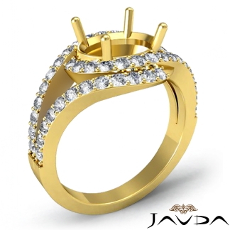 0.63Ct Diamond Engagement Oval Semi Mount Ring 14k Gold Yellow Curve Shank