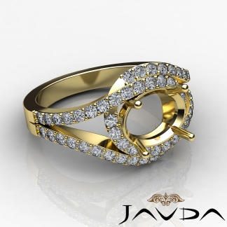 0.63Ct Diamond Engagement Oval Semi Mount Ring 14k Gold Yellow Curve Shank