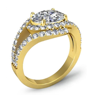0.63Ct Diamond Engagement Oval Semi Mount Ring Gold Y18k Curve Shank