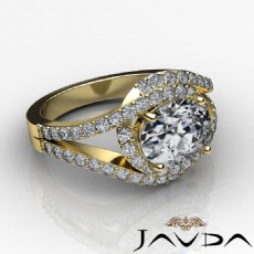 Halo Pave Set Curve Shank diamond Ring 18k Gold Yellow