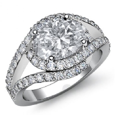 Halo Pave Set Curve Shank diamond Ring 18k Gold White