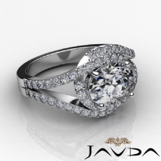 Halo Pave Set Curve Shank diamond Ring 18k Gold White