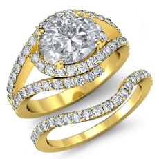 Halo Bypass Style Bridal Set diamond  14k Gold Yellow