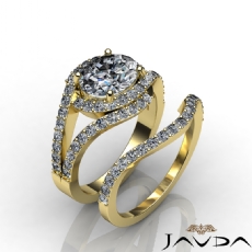 Halo Bypass Style Bridal Set diamond  14k Gold Yellow