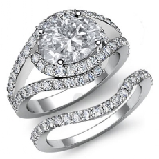 Halo Bypass Style Bridal Set diamond  14k Gold White