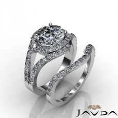 Halo Bypass Style Bridal Set diamond  14k Gold White
