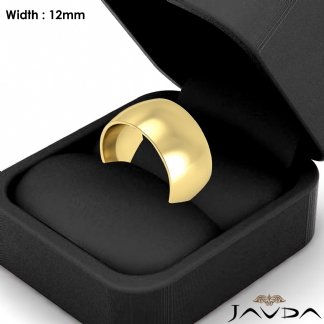 Huge Mens 12mm Solid 14k Gold Yellow Plain Dome Wedding Band Ring 17g 8-8.75 Sz