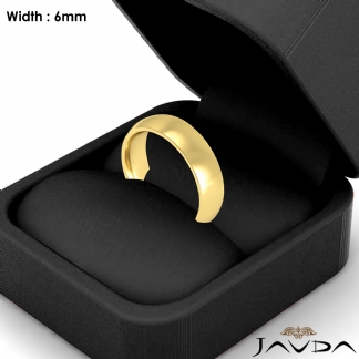 Solid 18k Gold Yellow Plain Dome Wedding Band Men Comfort Ring 6mm 8.8g 5-5.75 Sz