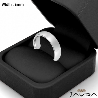 Solid 14k Gold White Plain Dome Wedding Band Men Comfort Ring 6mm 8.5g 8-8.75 Sz