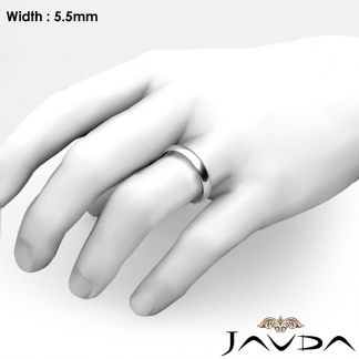 Wedding Band 14k Gold White Mens Dome Comfort Fit Plain Ring 5.5mm 6.4g 10-10.75 Sz