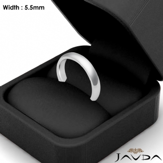 Wedding Band 14k Gold White Mens Dome Comfort Fit Plain Ring 5.5mm 6.4g 10-10.75 Sz