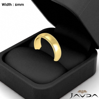 Solid Men Wedding Band Dome Milgrain Edge Ring 6mm 14k Gold Yellow 6.4g 6-6.75 Sz