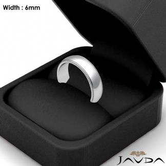 Solid Men Wedding Band Dome Milgrain Edge Ring 6mm Platinum 950 9.5g 5-5.75 Sz